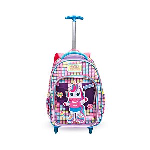 Mochila Rodinha Infantil Unicórnio Gamer Escolar Meninas