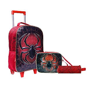 Kit Mochila Rodinha Super Spider Infantil Escola