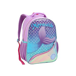 Mochila Costas Infantil Sereia Holográfica Escolar Meninas
