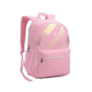 Mochila Costas Juvenil Feminina Escolar com Detalhe Brilhante