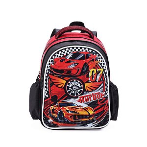 Mochila Costas Infantil Carros Corrida Escolar Espaçosa