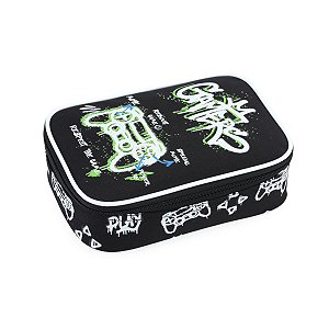 Estojo Box Gamer Escolar Grande Com Divisórias Internas