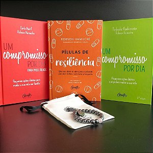 Kit Compromisso Resiliente 2021 - 3 Livros + 1 Pulseira de Hematita com Quartzo Rosa e Frete Grátis