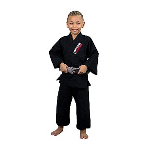 Kimono Jiu-Jitsu Infantil Reforçado Preto Brazil Combat