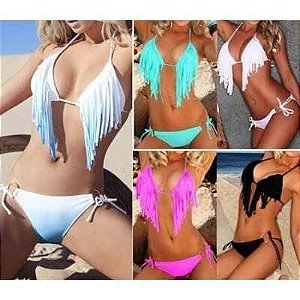 Biquini Franja Amarrar Cortininha Sexy Verão 2014
