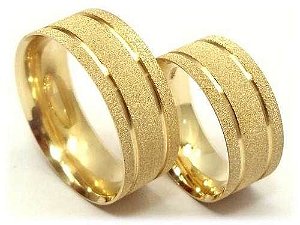 Par de Aliança de Compromisso Ouro 18k 750 ; 2 Canais: 16gr *Elas.Elas&Eles.Eles*