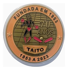 Moeda Comemorativa Dos 70 Anos Da Taito Pinball Fliperama