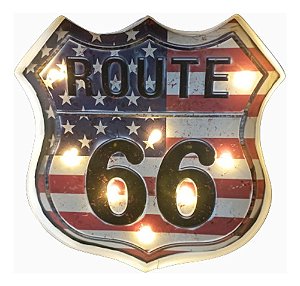 Painel Em Chapa Rota 66 Possui Luzes Decorativo Vintage