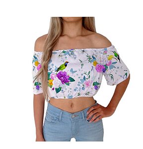 Cropped Ciganinha | Pássaro Flores