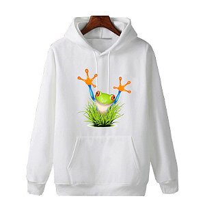 Blusa de Moletom Branco Canguru | Sapinho