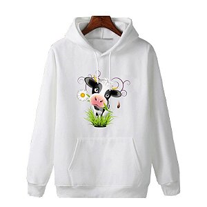 Blusa de Moletom Branco Canguru | Vaquinha