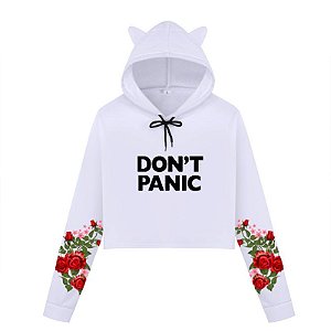 Cropped de Moletom Estampado nas Mangas Floral Vermelho | Don´t Panic 2