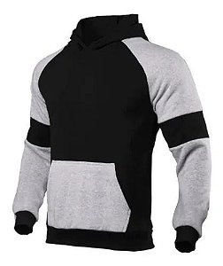 Blusa de Moletom | Raglan Cinza e Preto