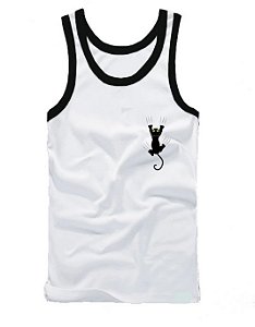 Regata Masculina Tecido Elastano Superior MD3 | Gatinho Preto