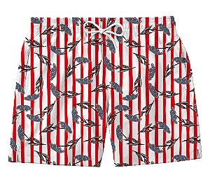Short Masculino de Tactel | Flores listras Vermelhas