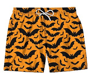 Short Masculino de Tactel | Morcegos Fundo Laranja