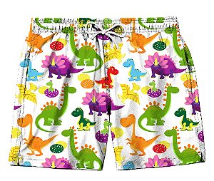 Short Masculino de Tactel | Dinossauros Coloridos