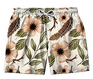 Short Masculino de Tactel | Flores Marrom