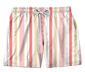 Short Masculino de Tactel | Listras Rosas