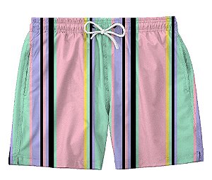 Short Masculino de Tactel | Listras Coloridas
