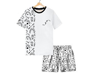 Conjunto Masculino Camiseta e Short Tactel | Flechas e Desenhos