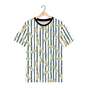 Camiseta Masculina Tecido Elastano Superior Swag On | Folhas secas