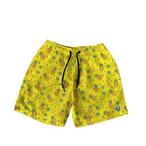Short Masculino de Tactel | Abacaxis Fundo Amarelo