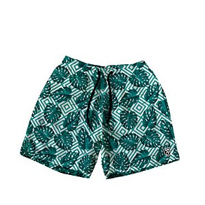 Short Masculino de Tactel | Folhagens Verde