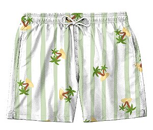 Short Masculino de Tactel | Coqueiros Listras Verdes
