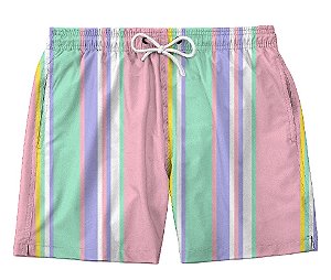Short Masculino de Tactel | Listras Tons Pasteis