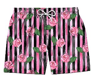 Short Masculino de Tactel | Rosas e Listras