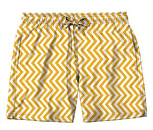 Short Masculino de Tactel | Listras Zig Zag Amarelo