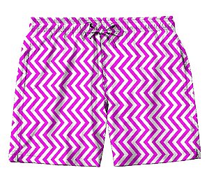 Short Masculino de Tactel | Listras Zig Zag Roxo
