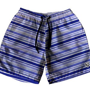 Short Masculino de Tactel | Listras Azul e Branco