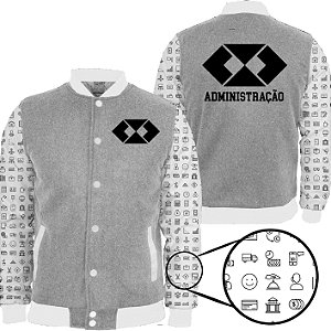Universitários - Jaqueta College Mangas Estampadas - Curso Administração 2