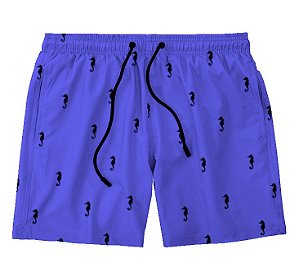 Short Masculino de Tactel | Cavalo Marinho Fundo Azul