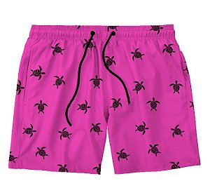 Short Masculino de Tactel | Rosa Tartarugas