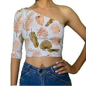 Cropped Uma Manga | Folhagens Vintage