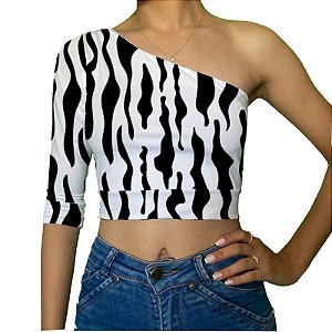 Cropped Uma Manga | Preto e Branco