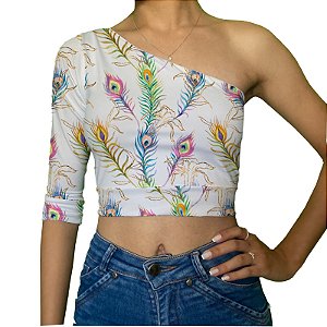 Cropped Uma Manga | Penas Pavão