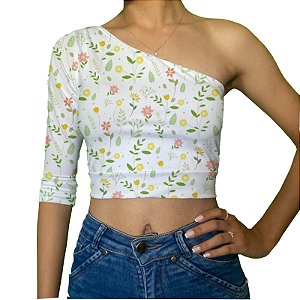 Cropped Uma Manga | Flores