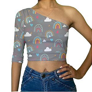 Cropped Uma Manga | Arco-íris Símbolos