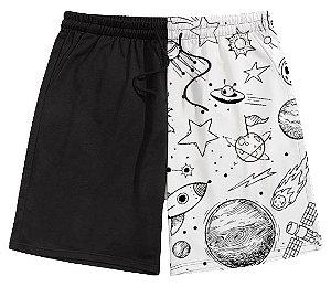 Bermuda Masculina de Moletom |  P&B Galáxia