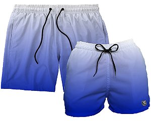 Kit Shorts Masculino e Feminino de Tactel | Degrade Azul