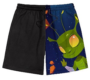 Bermuda Masculina de Moletom |  Preta Alien