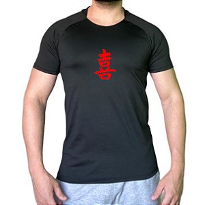 Camiseta Masculina Tecido Elastano Superior | Escrita Japonês Alegria 2 Swag On