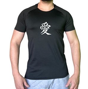 Camiseta Masculina Tecido Elastano Superior | Escrita Japonês Amor Swag On