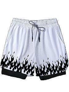 Short de Compressão Masculino Fogo 2 em 1 Treino