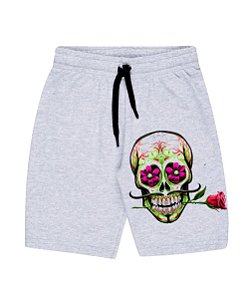 Bermuda Masculina de Moletom  | Caveira Boca Flor