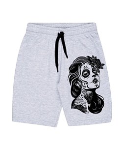 Bermuda Masculina de Moletom | Menina Mexicana Caveira